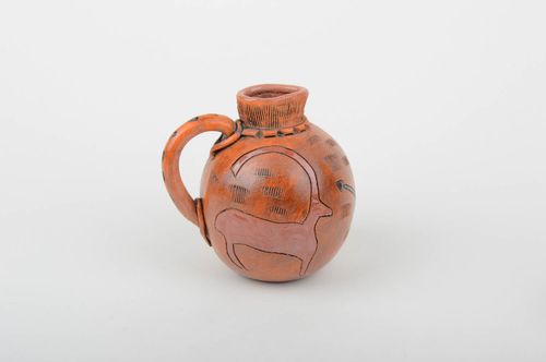 Jarro de cerámica hecho a mano pintado vasija de arcilla accesorio de cocina - MADEheart.com