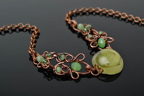 Unusual handmade beaded necklace metal necklace design beautiful jewellery - MADEheart.com