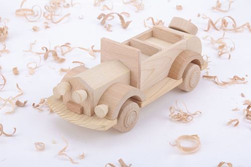 Macchina giocattolo fatta a mano giocattolo di legno semilavorato da dipingere - MADEheart.com