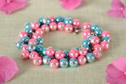 Bracelet avec perles céramiques fait main - MADEheart.com