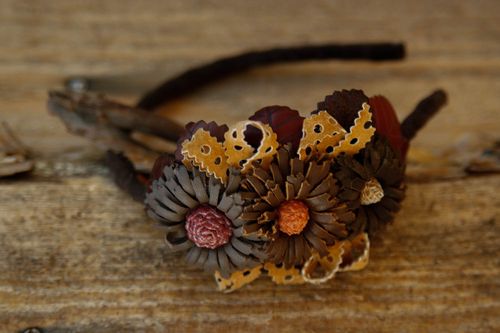 Unusual handmade leather flower headband hair bands accessories for girls - MADEheart.com