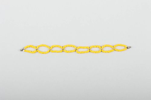 Yellow small beads bracelet in two-row lines for young girls - MADEheart.com
