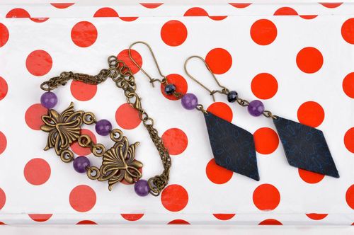 Braccialetto e orecchini fatti a mano parure di gioielli accessori da donna - MADEheart.com