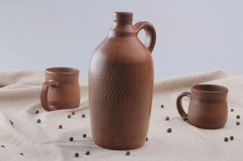 Garrafa de argila feita à mão louça de cerâmica decorativa artesanal - MADEheart.com