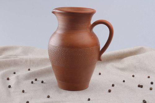 Jarro de vinho de argila feito à mão louça de cerâmica decorativa artesanal - MADEheart.com