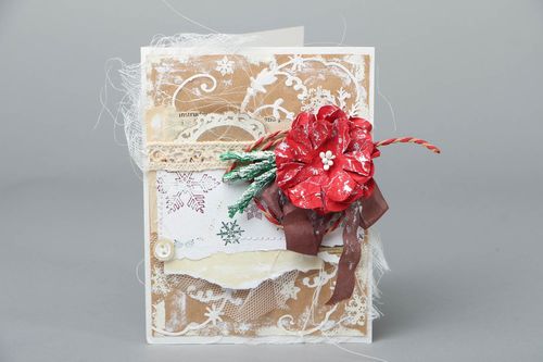 Christmas greeting card with flower - MADEheart.com