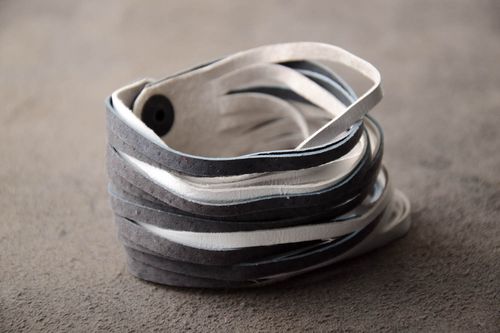 Leather accessory wrist bracelet handmade bracelet designer present for women - MADEheart.com