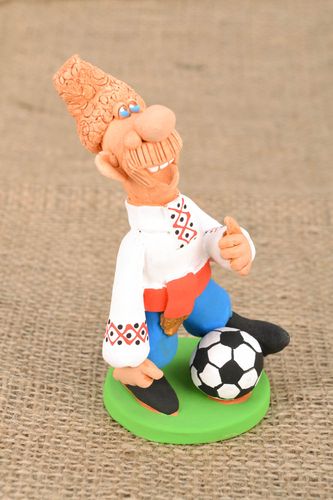 Clay figurine of a cossack soccer player  - MADEheart.com