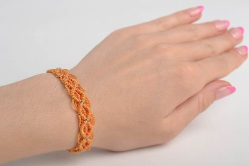 Handmade female wrist bracelet stylish woven accessory orange stylish bracelet - MADEheart.com