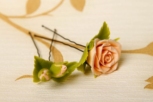 2 horquillas con flores accesorios para el cabello complementos artesanales - MADEheart.com