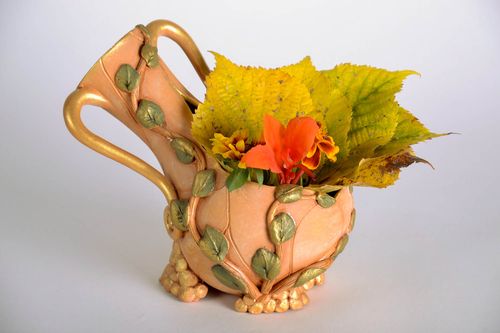 7 inches clay pitcher shape flower vase pot 1,3 lb - MADEheart.com