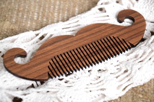 Unusual handmade wooden beard comb best mustache comb hair comb for men - MADEheart.com