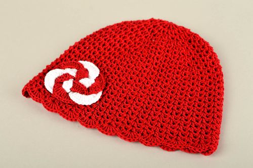 Детская шапка ручной работы красная шапка для девочки детская вязаная шапка - MADEheart.com