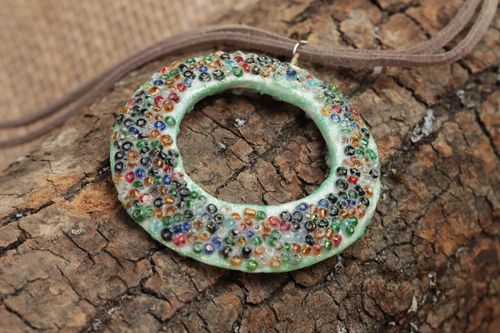 Beautiful handmade round plastic pendant designer jewelry fashion accessories - MADEheart.com