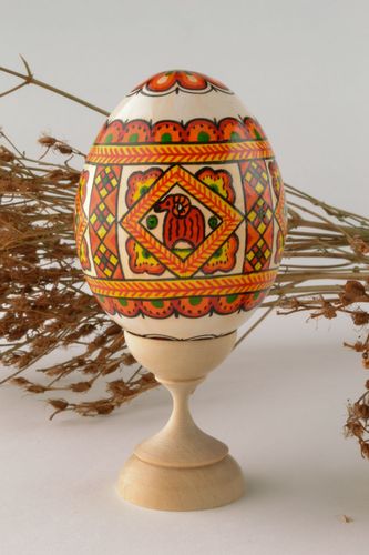 Пасхальное яйцо расписанное гуашью - MADEheart.com
