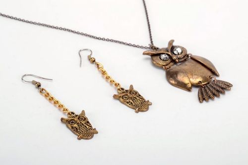 Metal jewelry set Owl - MADEheart.com