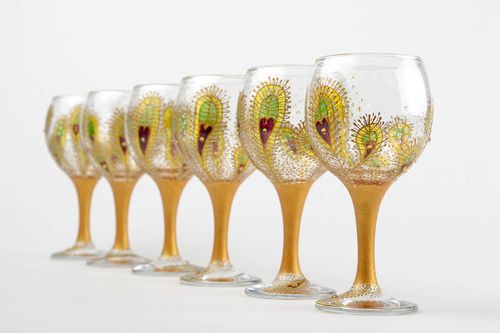 Beautiful handmade wine glass stemware ideas glass ware table decor 6 pieces - MADEheart.com