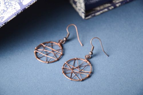 Aretes hechos a mano de cobre accesorio de moda regalo original para mujer - MADEheart.com