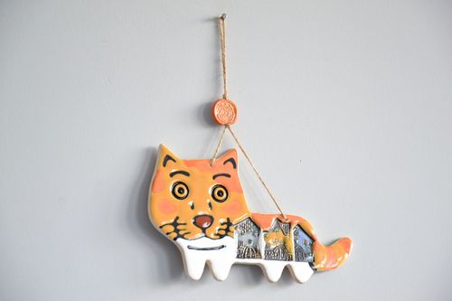 Pingente artesanal para interior Gato ruivo - MADEheart.com