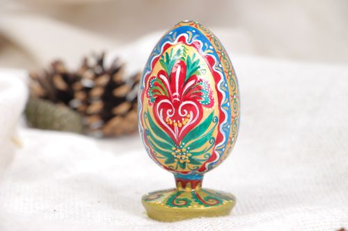 Huevo de Pascua hecho a mano de madera decorativo para interior colgante - MADEheart.com