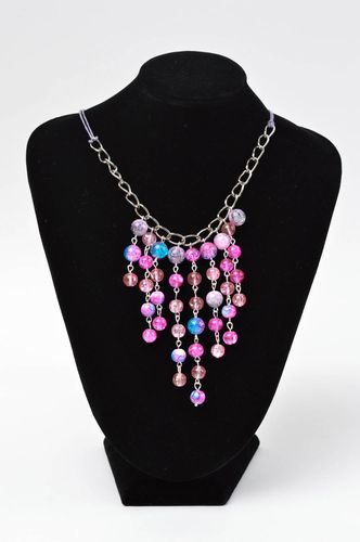 Collier en perles fantaisie Bijou fait main rose métallique Cadeau pour femme - MADEheart.com