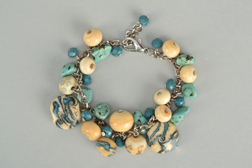 Bracelet en perles au chalumeau fait main Marin  - MADEheart.com