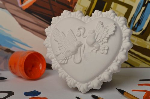 Figurine à peindre fait main Objet décoratif en plâtre coeur Déco maison - MADEheart.com