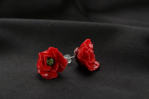 Polymer clay earrings Poppies - MADEheart.com