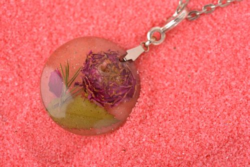 Unusual handmade flower pendant epoxy pendant design costume jewelry for girls - MADEheart.com