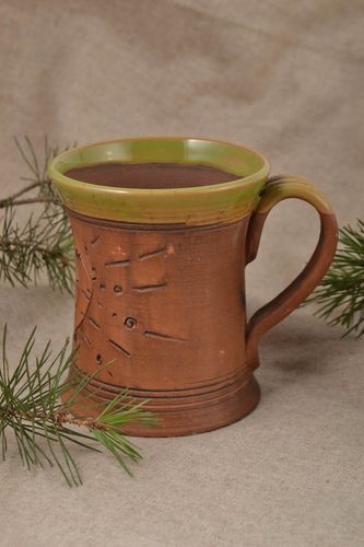 Becher aus Ton handgemacht Keramik Trinkbecher praktisch Geschenk für Mann - MADEheart.com