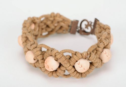 Braided bracelet, ceramics, cotton thread - MADEheart.com