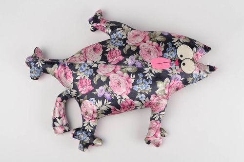 Handmade cat pillow designer fabric toy interior decoration present for kids - MADEheart.com