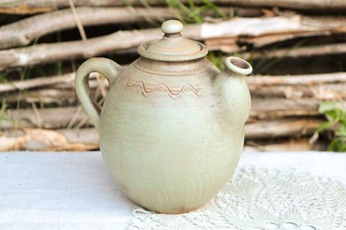 Керамический чайник ручной работы заварной чайник глиняная посуда зеленая - MADEheart.com