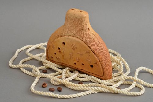 Handmade ceramic penny whistle clay musical instrument folk whistle for children - MADEheart.com