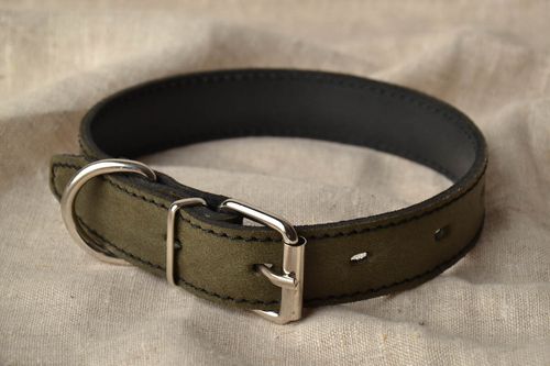 Handmade leather dog collar with metal - MADEheart.com