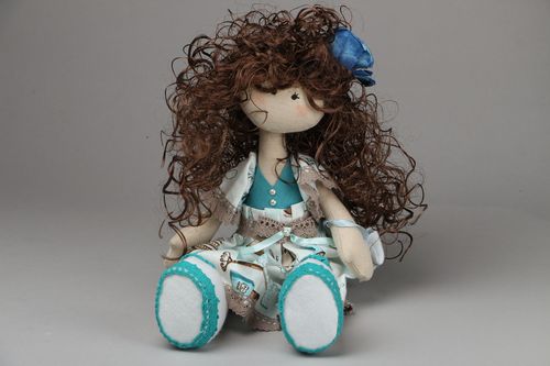 Textil Puppe Dekor im blauen Kleid - MADEheart.com