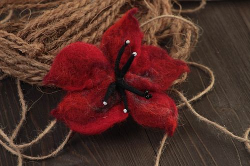 Handmade woolen hair clip stylish accessory designer felted barrette for girls - MADEheart.com