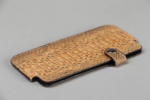 Étui portable fait main en cuir du python - MADEheart.com