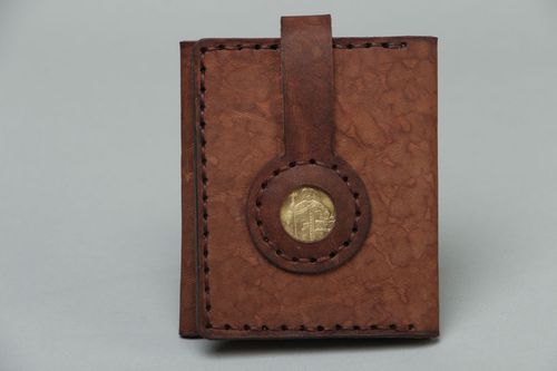 Porte-monnaie en cuir naturel fait main - MADEheart.com