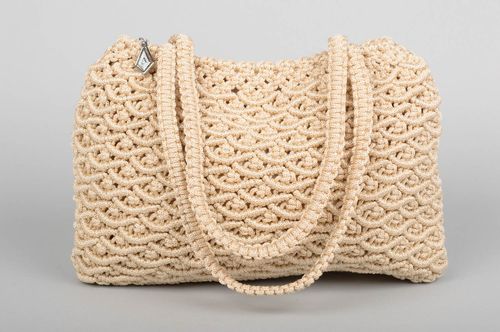 Bolso artesanal de cuerdas color beige regalo para mujeres accesorio de moda - MADEheart.com