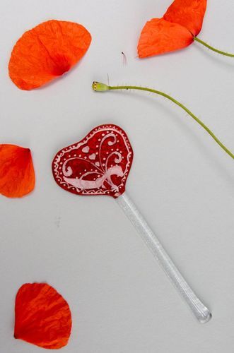 Coeur sur bâton en verre technique fusing - MADEheart.com