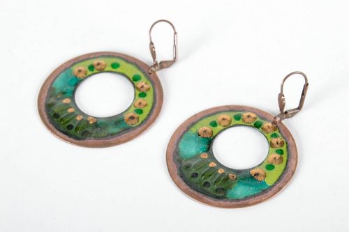 Round Earrings Made of Copper Bridge - MADEheart.com