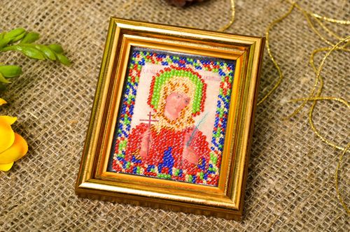 Handmade embroidered icon designer orthodox icon beautiful gift for believer - MADEheart.com