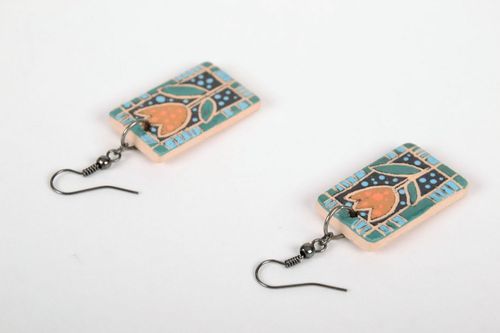 Boucles doreilles céramiques pendantes faites main - MADEheart.com