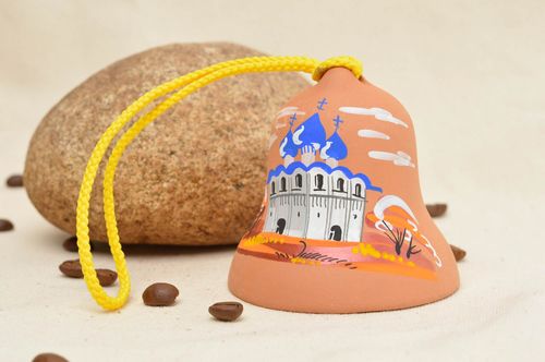 Unusual handmade ceramic bell designer clay bell home designs gift for believer - MADEheart.com