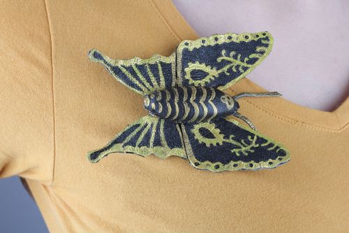 Brosche Schmetterling aus Leder - MADEheart.com