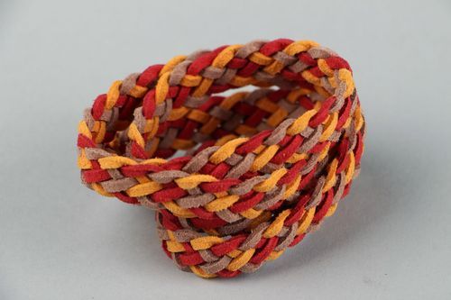 Suede bracelet of autumn shades in Up Helly Aa style - MADEheart.com