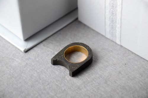 Украшение ручной работы женское кольцо массивное украшение необычное черное - MADEheart.com