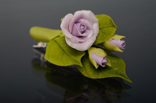 Cold porcelain hair clip Lilac Flowers - MADEheart.com