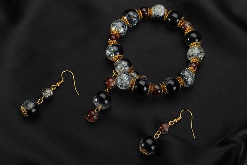 Set di orecchini e bracciale fatto a mano kit di accessori di perle e nastri - MADEheart.com